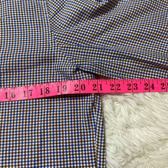Michael Kors Dress Shirt Mens Size 15.5 / 32-33 Checkered Blue Brown Button Down - Picture 5 of 7